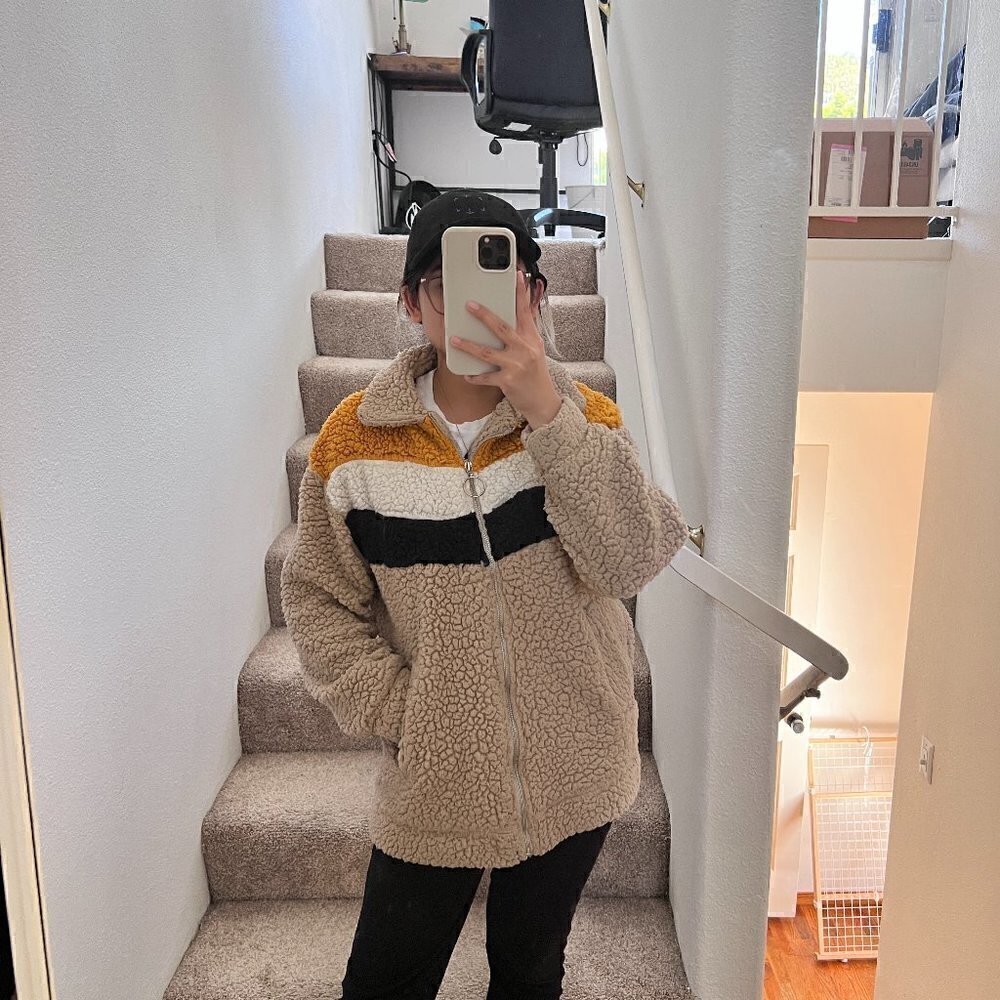 Poof Warm & Cozy Brown Multicolor Teddy Jacket S​​​​​​​​​​​​​​​​​​​​​​​​​​​​​​​​
